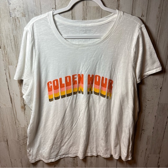 Lane Bryant Women's Sz 22/24 Golden Hour Graphic TShirt Cotton Blend White - Picture 1 of 15